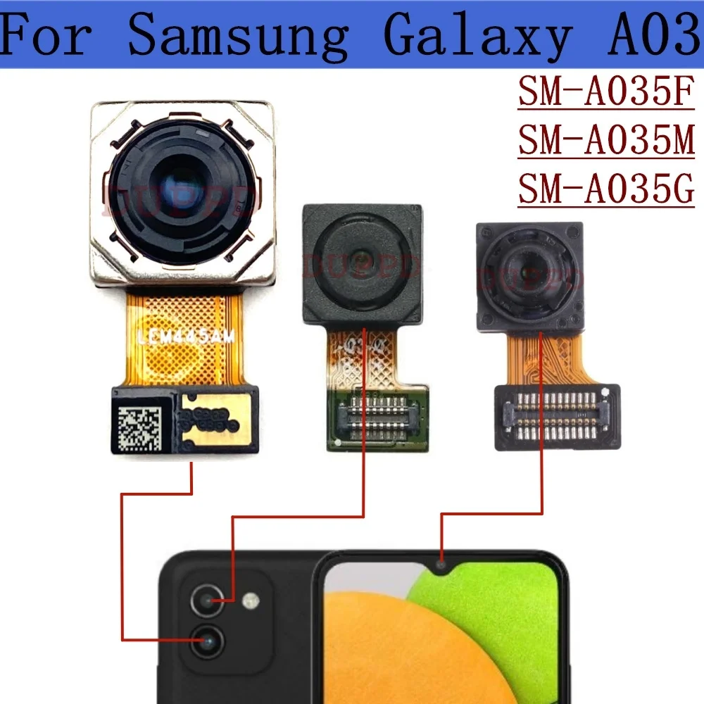 Front Rear Camera For Samsung Galaxy A03 SM-A035F A035G A035M Back Wide Depth Main Camera Module Flex Cable