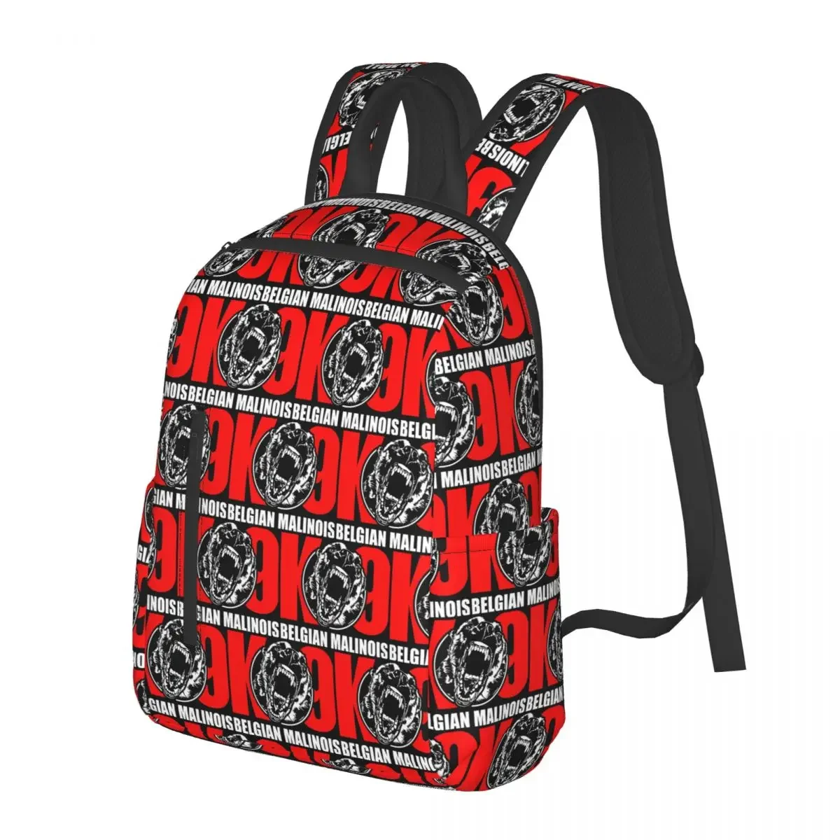 

K9 Belgian Malinois Maligator Student Backpack School Bag Hiking Travel Daypack for Men Women Fashion Bookbag Shoulder Bags