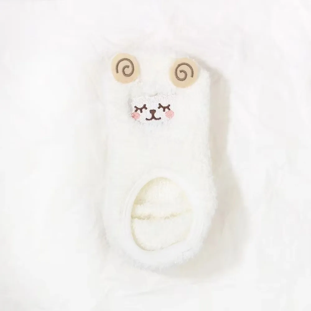 Cozy Non-Slip Fuzzy Slipper Socks Cartoon Gripper Sole Ankle Socks Short Warm Lining Floor Socks Indoor Wear