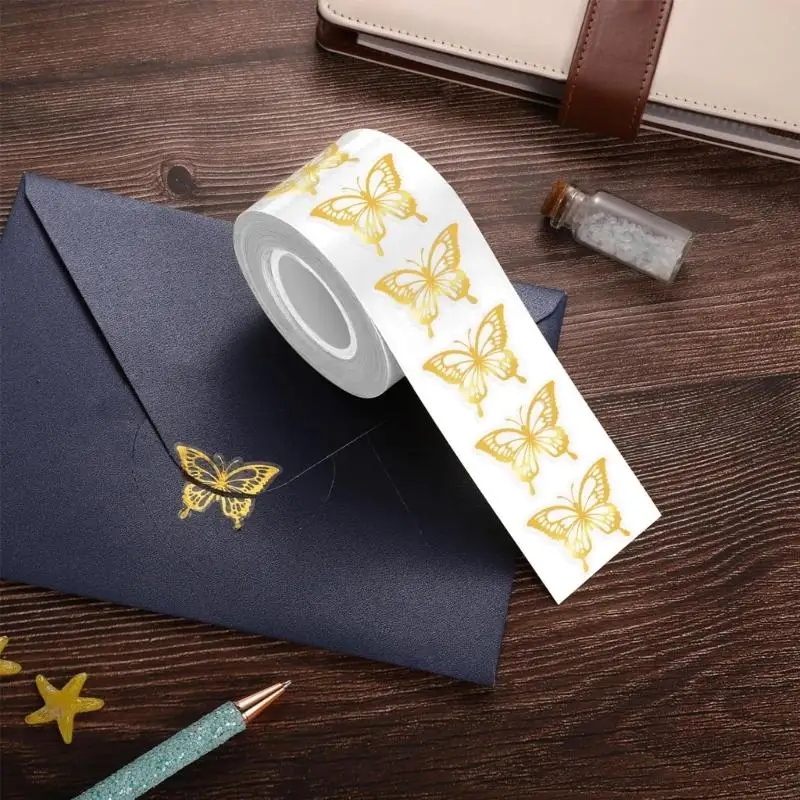 1 Roll Waterdichte Gouden Vlinder Patroon Sticker Scrapbooking PVC Sticker Herbruikbaar Voor Kind Ambachten Handwerk Projecten