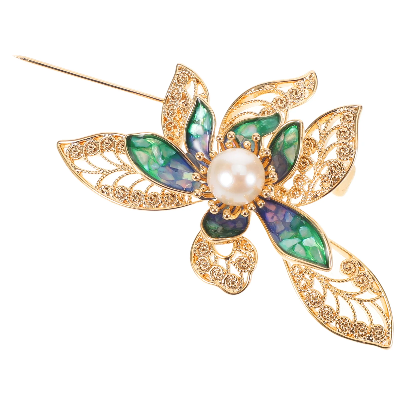 

Lotus Flower Brooch Rhinestone Artificial Pearls Crystal Wedding Jewelry Bridal Lapel Pin Dress Jacket Hat Decorative Metal