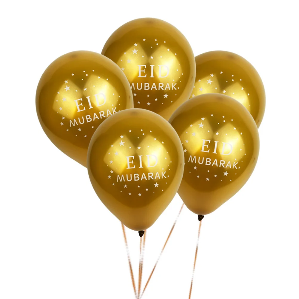 

10pcs Golden Banners Mubarak Eid Banner Latex Balloons Set Festival Decorations Wall Eid Mubarak Banner Background