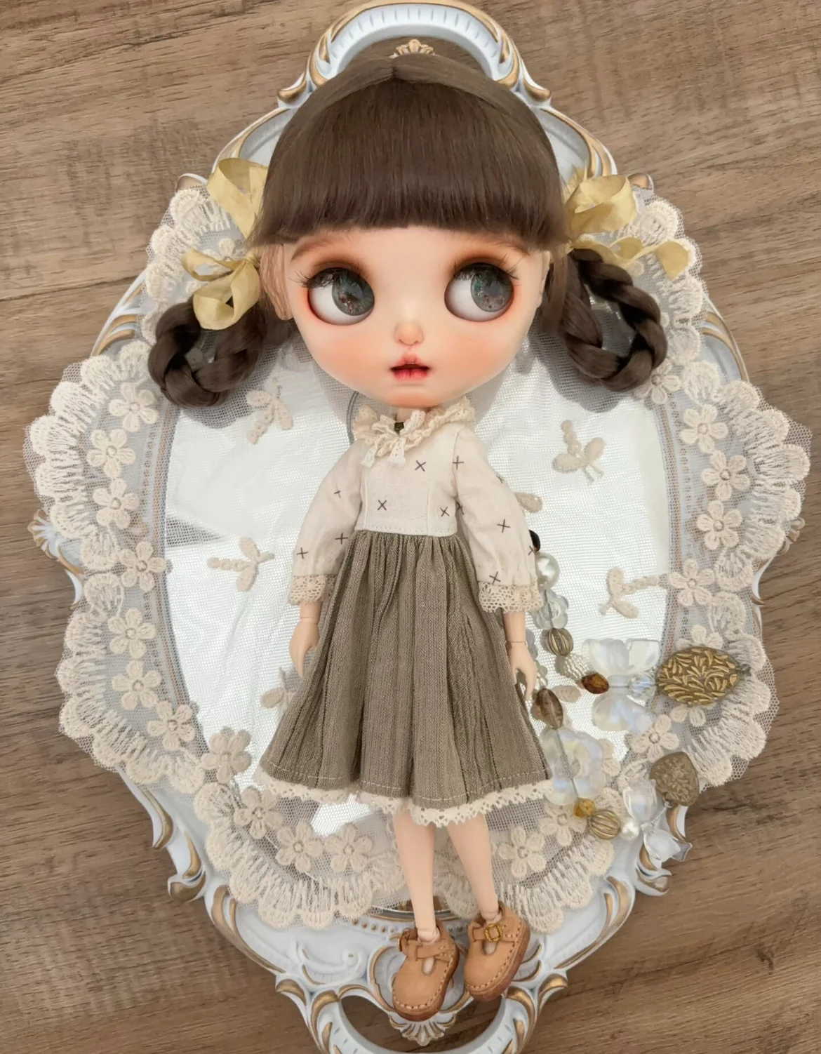 Wig For Doll Brown Color Blythe Doll Wig, Hard Head Shell Mohair Hair Free Shipping