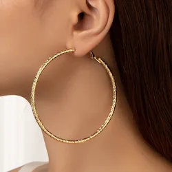 Geometric Metal Hoop Earrings for Women Jewelry Gift Carve Serrations Round Circle Earrings Trendy Exaggerate Statement Earring