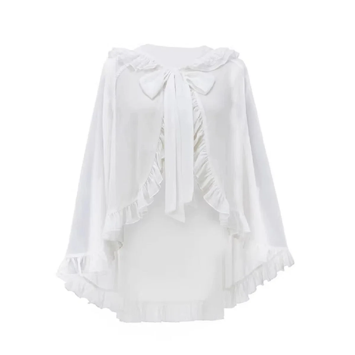 Cape Shawl Open Open Wrap Poncho Coat Lolita Bolero Gothic Chiffon Shrugs Tops Girls Sweet Hood Cloak Cardigan For Women - view 3