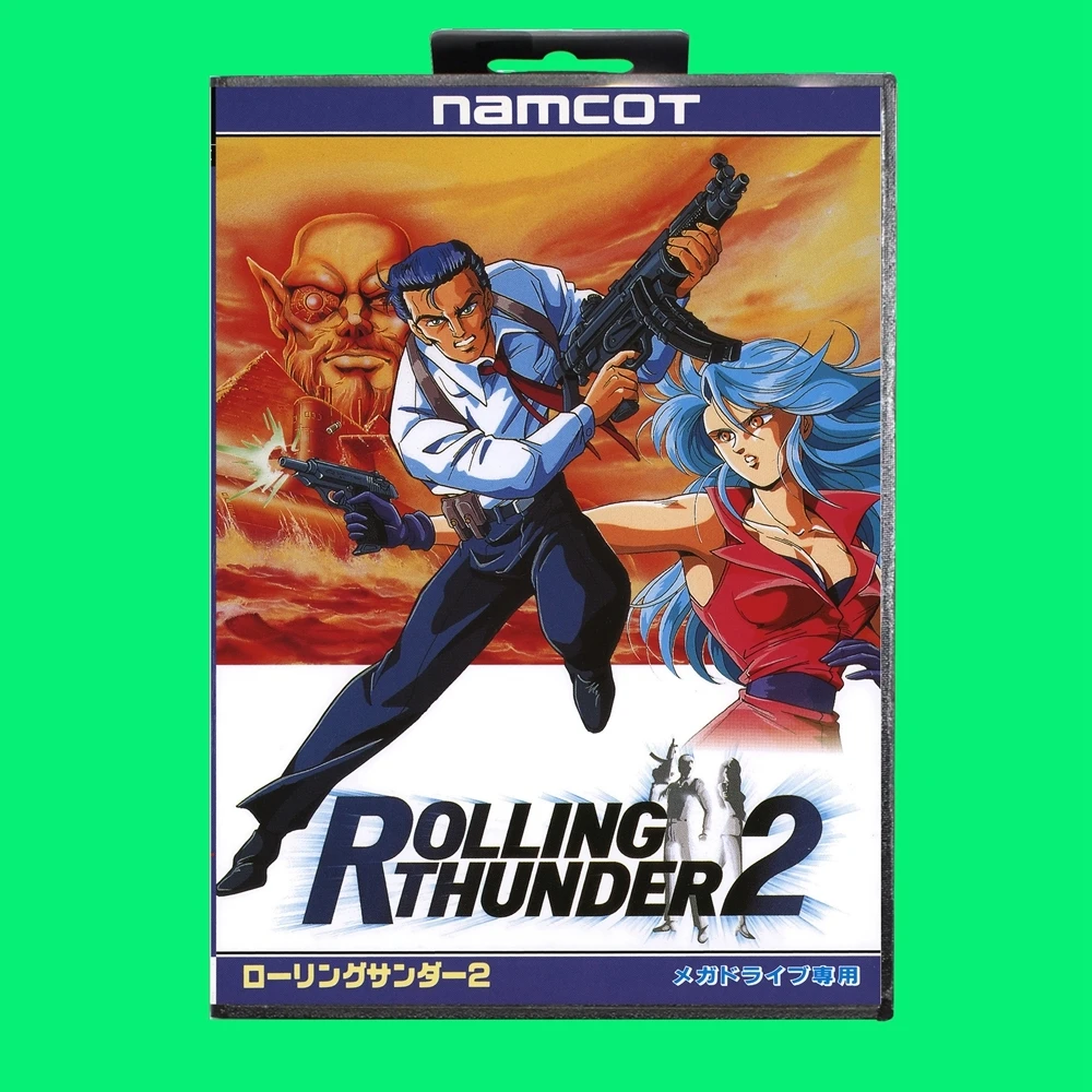 Rolling Thunder 2 Game Cartridge 16bit MD Game Card With JP Cover Retail Box For Sega Mega Drive