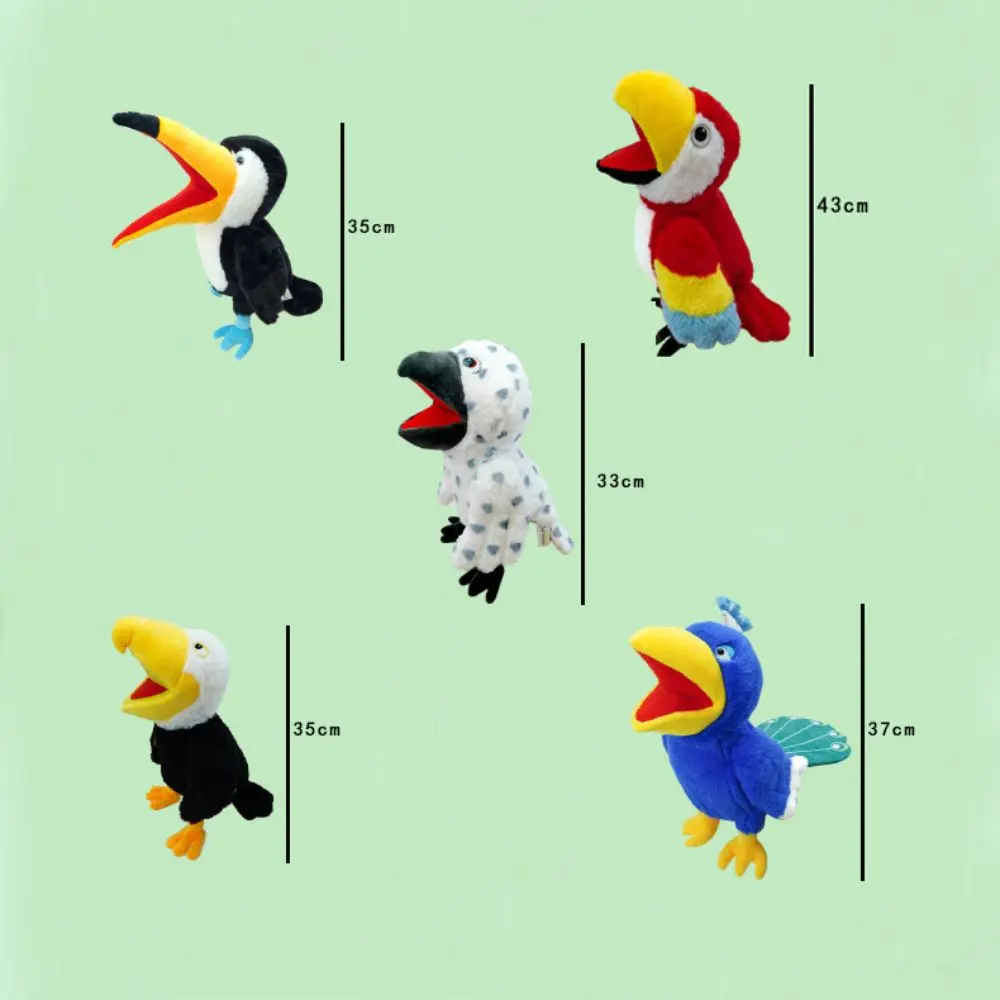 Tucano fantoche de mão unissex novo estilo 5 designs de pássaros brinquedos de pelúcia desempenho bonito adereços de controle manual