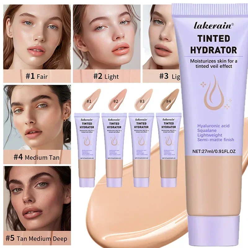 

Tinted Liquid Foundation Lightweight Moisturize Natural Brown Skin Tone Semi-matte Finish Makeup Base Cream High Cover Cosmetics