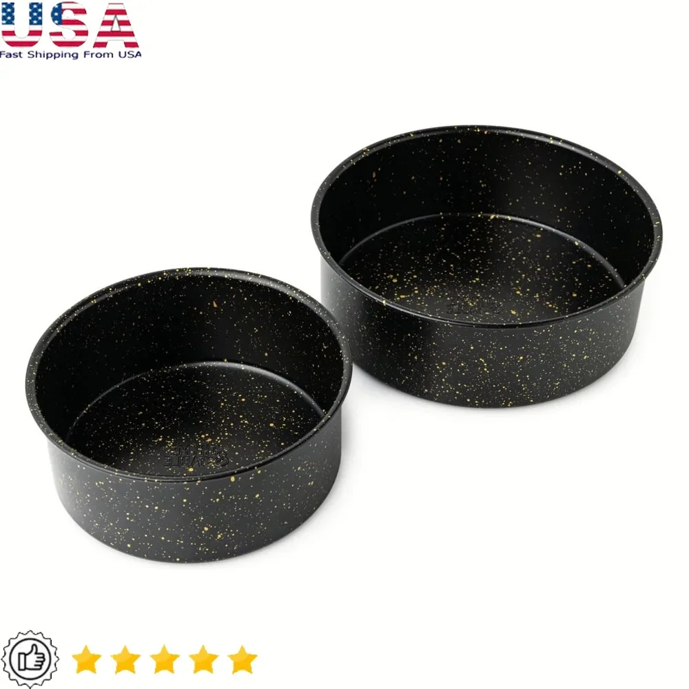 

Non-Stick Round Cake Pan Set 2-Piece Bakeware Kitchen Essentials Layer Cake Bake Pans Aluminized Steel Oven Safe Easy Release