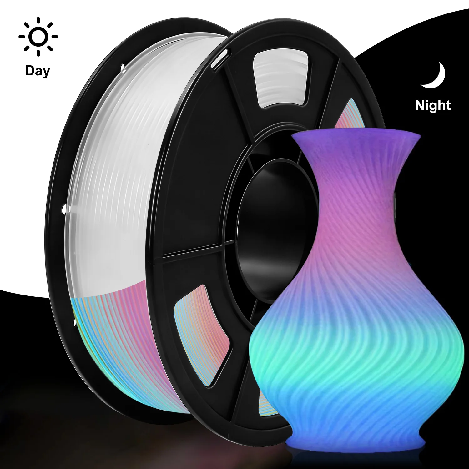 DIY-kerstcadeau, 1,75 mm PLA lichtgevend 3D-printerfilament, 200 g (0,44 l) spoel, gloeit in het donker, voor de meeste FDM-printers
