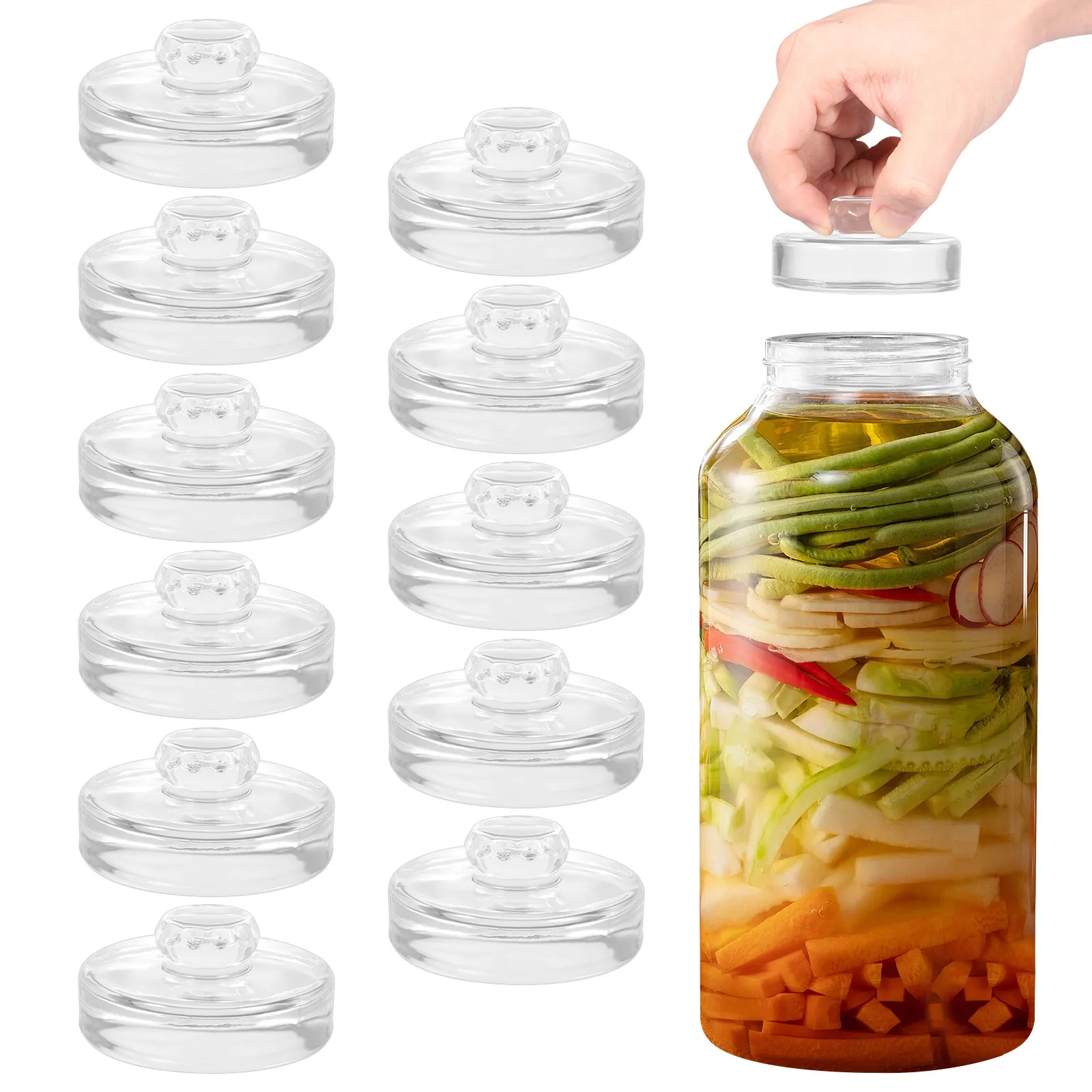 

12 шт., банка для брожения, весовая крышка, стеклянная крышка, маринованная банка, весы, тяжелая стеклянная ферментационная крышка для банки, маринованная маринованная кувшин, кимчи