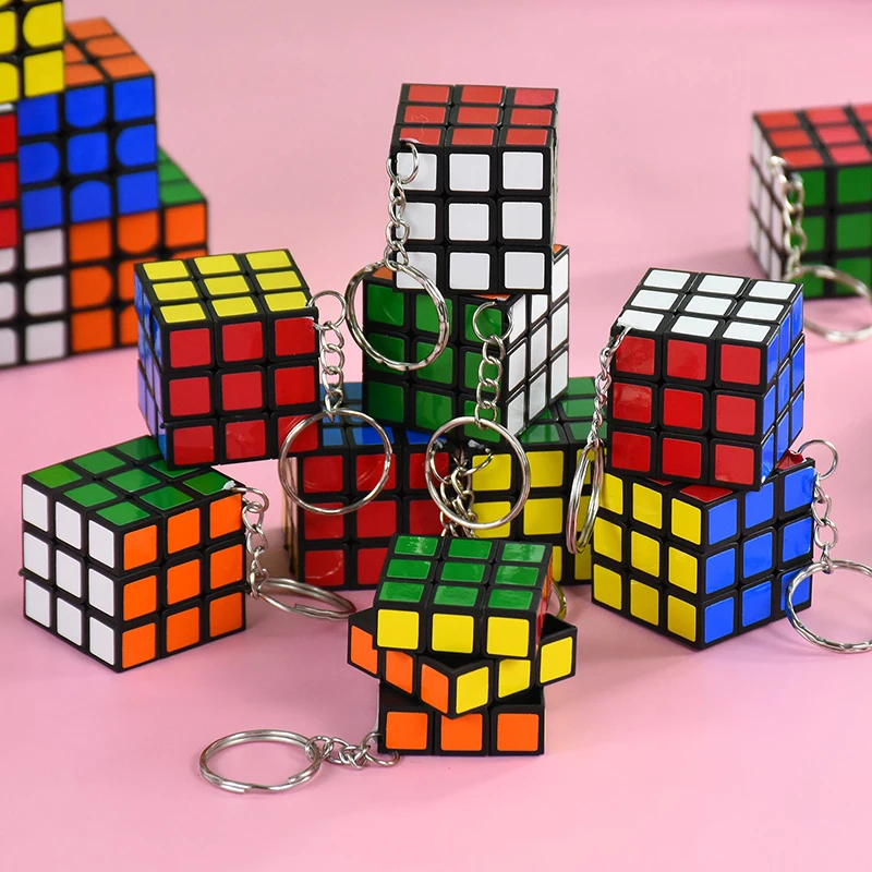 5Pcs Puzzle Magic Cube 3x3cm Mini Magic Cube Keychain Kids Educational Fidgets Toys Birthday Party Gifts Pinata Fillers Rewards