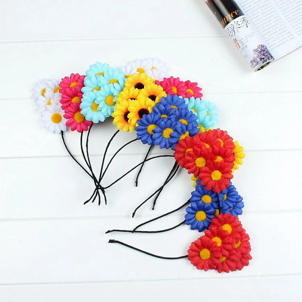 

6pcs Cat Ears Headband Hair Bands Daisy Flowers Girls Women Evening Events Dance Recital Costume Cosplay Stage Photos