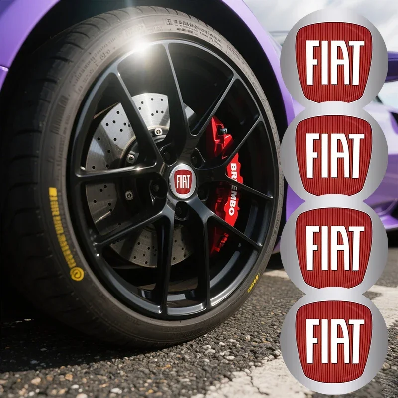4 Stück 56 mm Auto-Emblem Radnabenkappen Mittelabdeckung Aufkleber Dekoration für Fiat 500 124 Abbas Aegea MobiPanda Sedici Centoventi GT