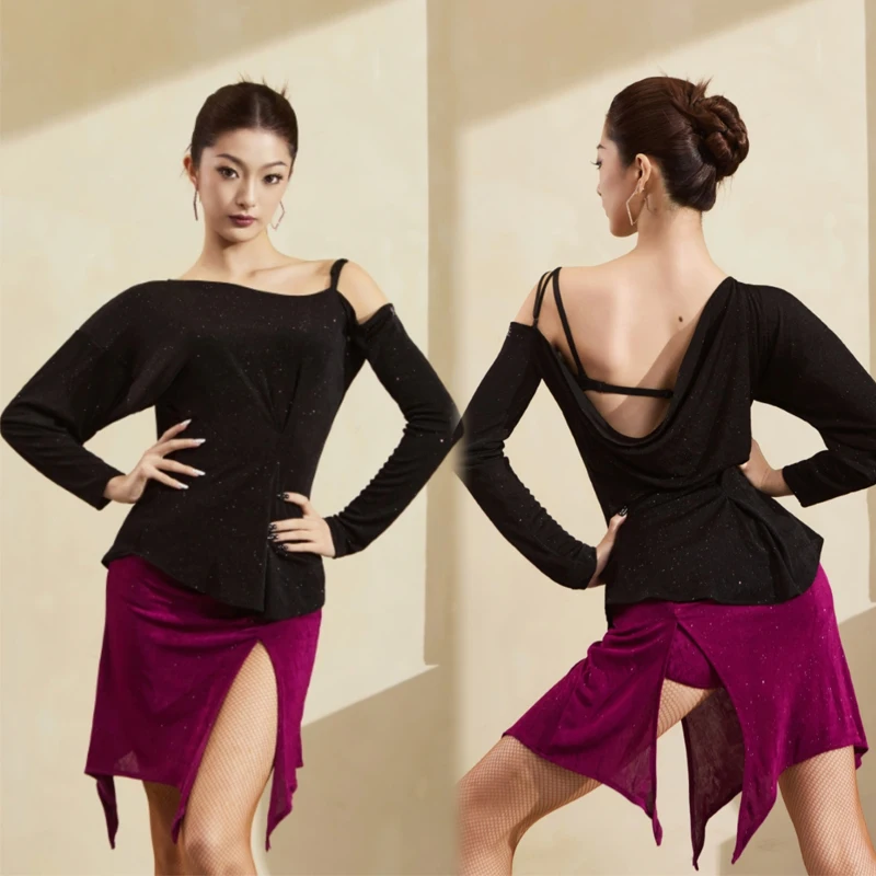 Volwassenen Ballroom Dans Kleding Vrouwen Chacha Latin Dans Kostuums Onregelmatige Latin Top Rumba Rokken Stage Dancewear SL14603