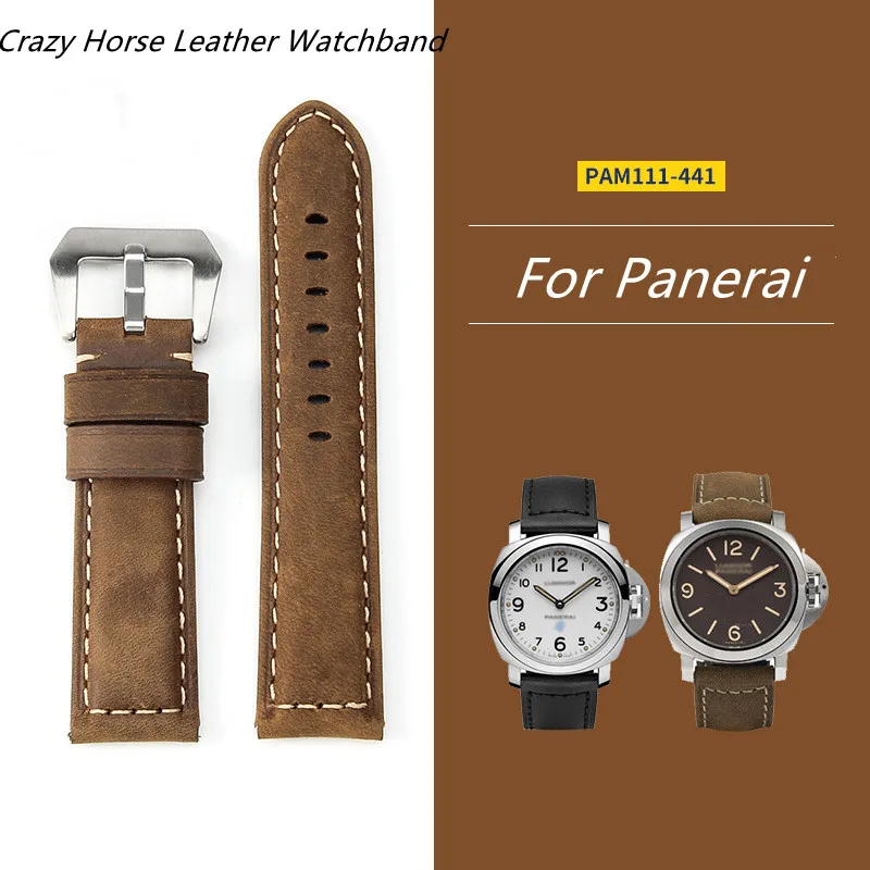 For Panerai PAM111 441 Frosted Crazy Horse Leather Watch Band Genuine leather watch strap 18/20/22/24mm Soft waterproof bracelet