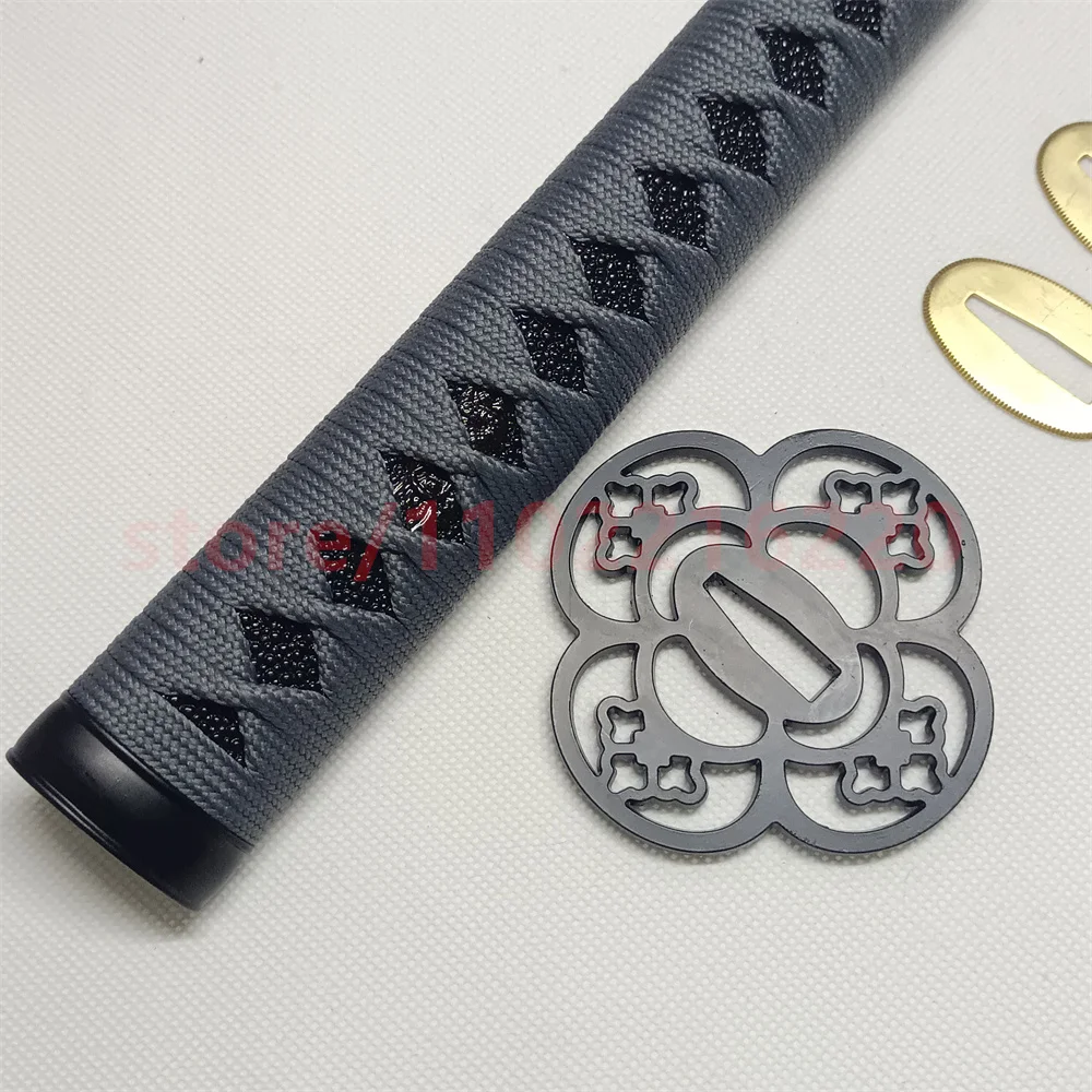 35cm Tsuka Handle Hilt Steel Iron Tsuba Handguard Guard Brass Habaki Seppa For Japanese Japan Samurai Katana Sword FIttings Nice