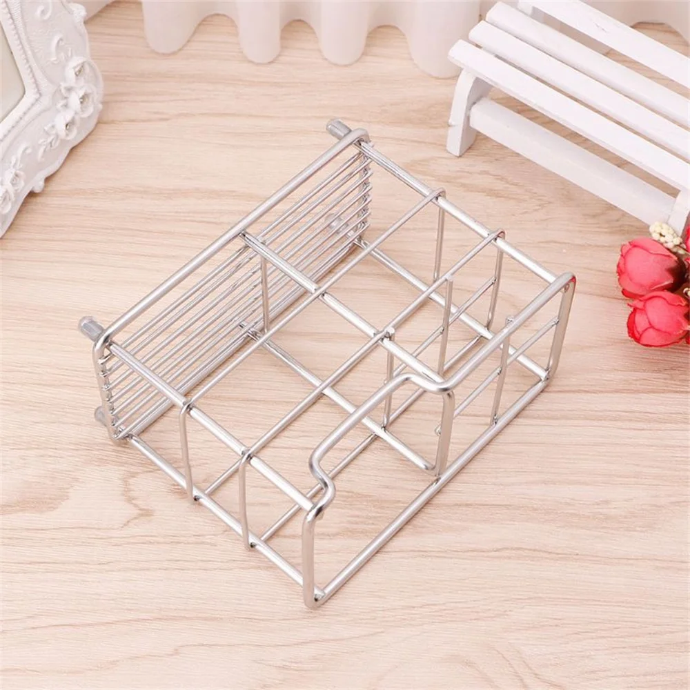 Stainless Steel Toothbrush Holder Toiletries Organizer Storage Rack Bathroom Silver Metal Toothpaste Stand Holder For Household