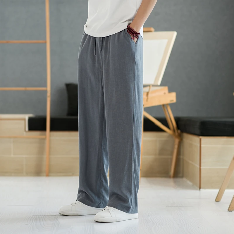

Men's Summer Thin Cotton Linen Casual Pants Loose Straight Leg Trousers Faionable Urban Sle Comfortable Breathable Long T...