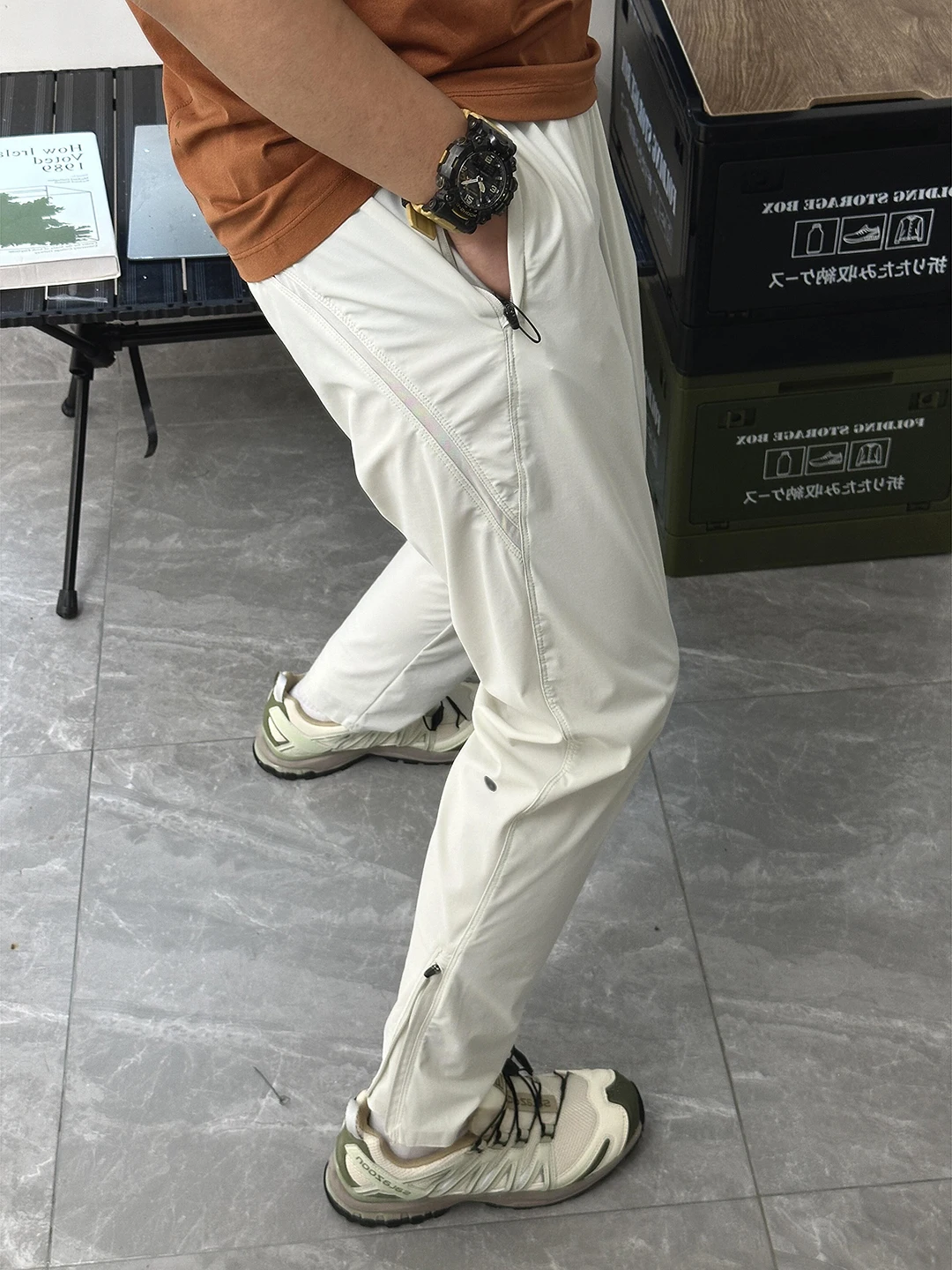 

Cleanfit Qui Dry легкие летние мужские уличные брюки-карго из ледяного шелка с боковой молнией спецодежда солнцезащитные повседневные брюки