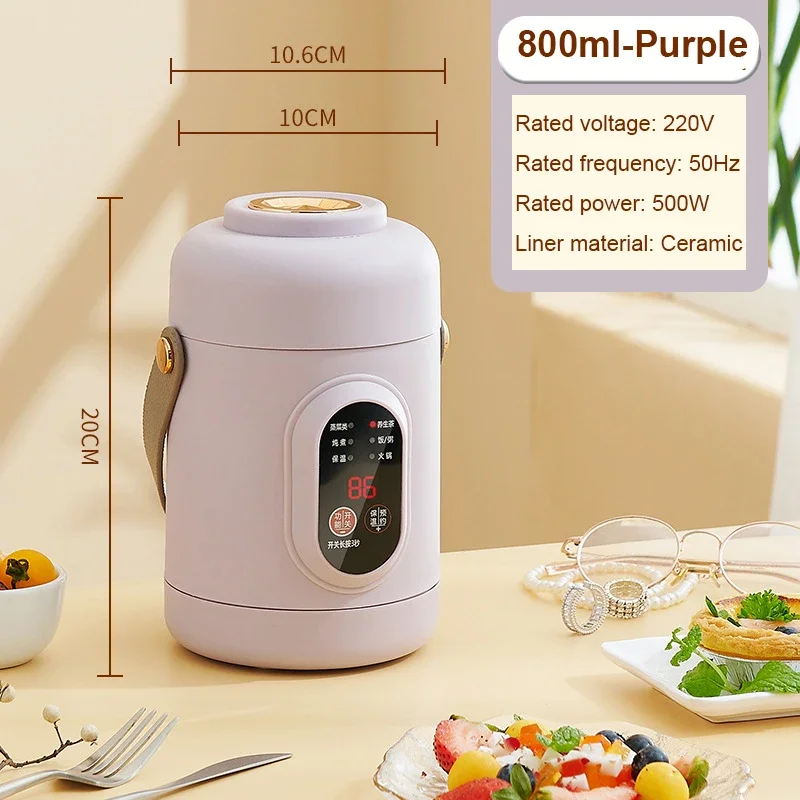 Portable Mini Kettle Rice Cooker Lunch Box Food Steamer Soup Stew Slow Cooking Pot Porridge Noodles Pasta Heater Hotpot