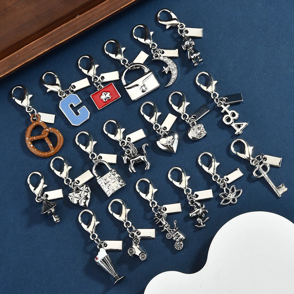 Moon Star Bag Charm Alloy Clip On Charm Lobster Clasp Zipper Pull For Purse Handbag Backpack Silver Tone Celestial Bag Accessory