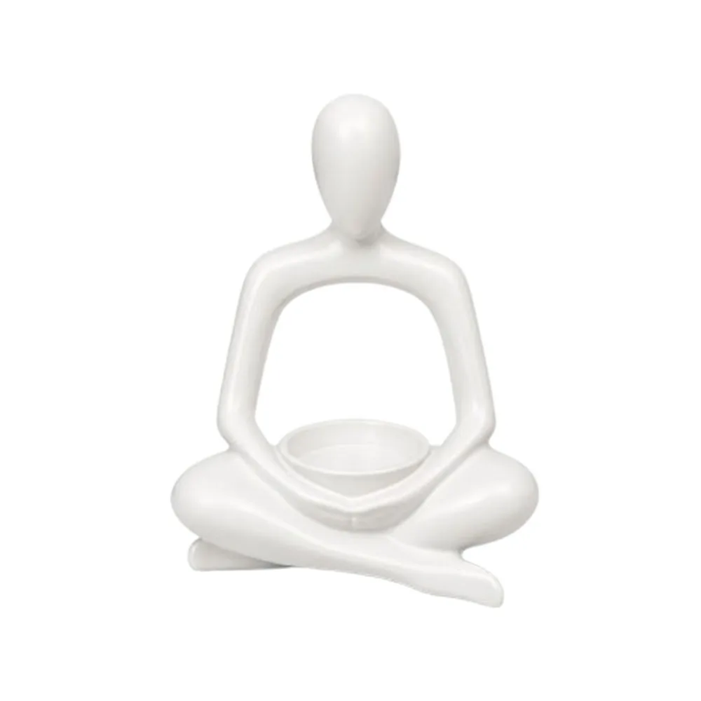 Minimalist Abstract Meditating Figurine Incense Burner 3D Printed Cross Legged Yoga Statue Incense Holder Zen Chinese Style