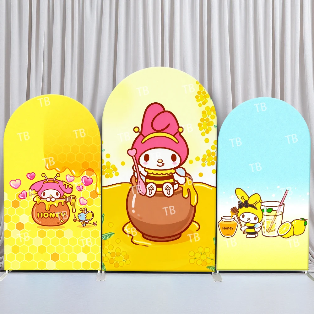 

Sanrio My Melody Honey Bee Style Arch Backdrop Cover Sweet Festive Scene For Kids Birthday Baby Shower Photo Booth Background