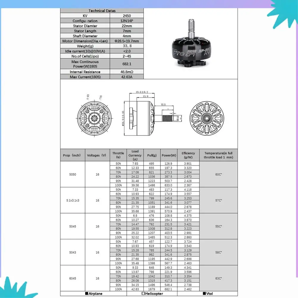 ABZW 4PCS XING-E Pro 2207 2450KV Brushless Motor 2-4S Lipo 4Mm Shaft Diameter For 5-6Inch Propeller RC FPV Freestyle Drones