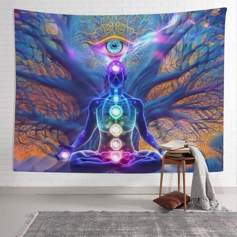 Chakra Meditation Tapestry Third Eye Tree Of Life Wall Hanging Bedroom Living Room Dorm Spiritual Home Decor