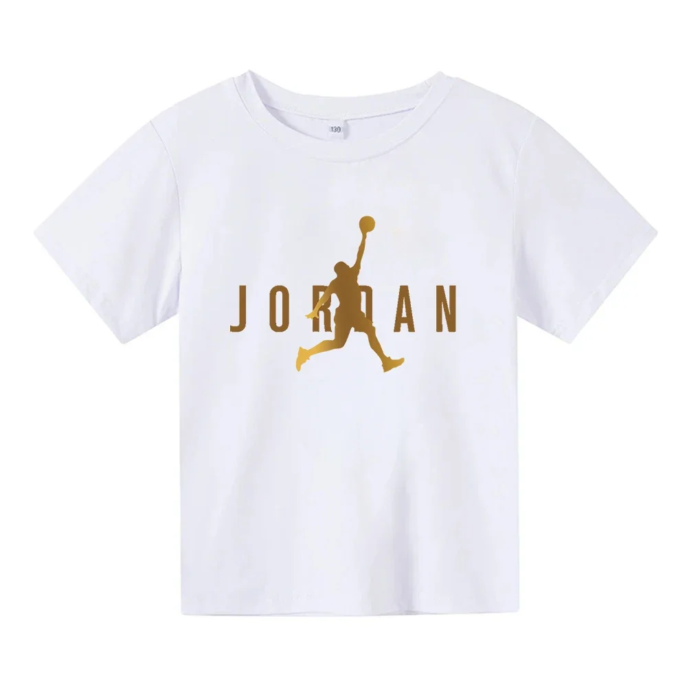 Verano niños Casual marca Jordan patrón algodón transpirable adolescente camiseta deporte moda chico manga corta Top niño niña ropa