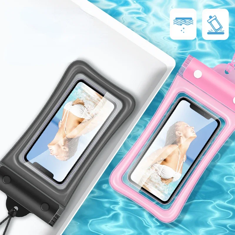 

3layer Foldable Airbag Sealing Touchable Screen Waterproof Swimming Hot Spring Protection Diving Cover Drifting Phone Bag 2*Pack