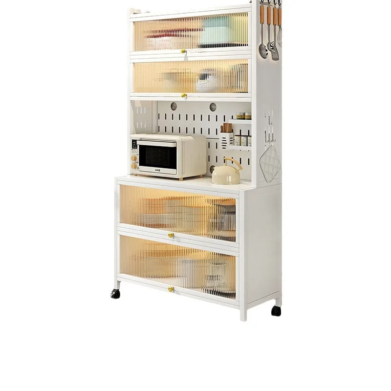 

Kitchen rack Floor-to-ceiling multi-layer storage cabinet with door Microwave oven bowl