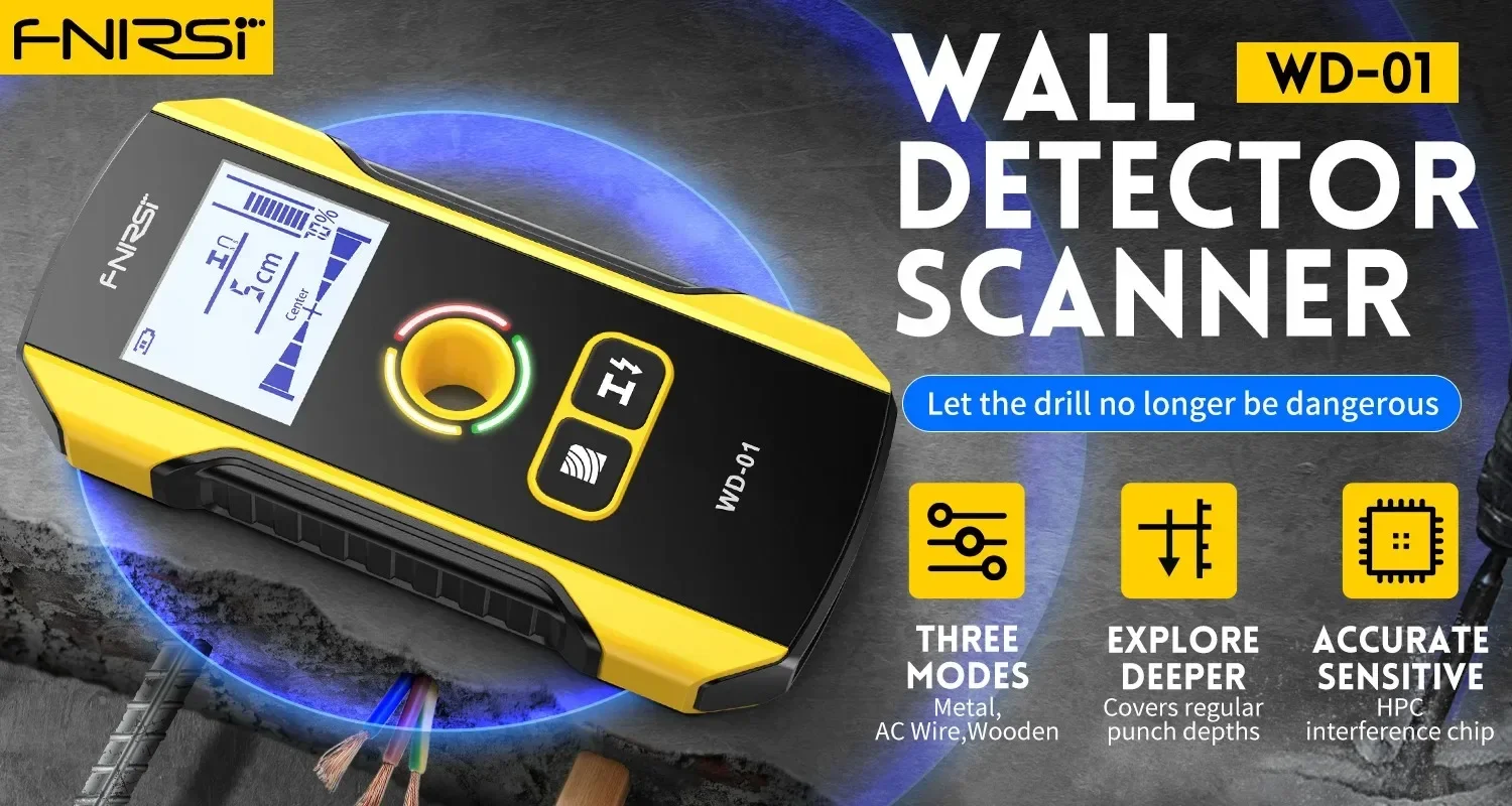 FNIRSI WD-01 WD-02 Wandscanner zur Erkennung von Holz, AC-Kabeln, Metallrohren, Bewehrungsstäben und Bohrlöchern für Dekorationspositionierung – Detail 3