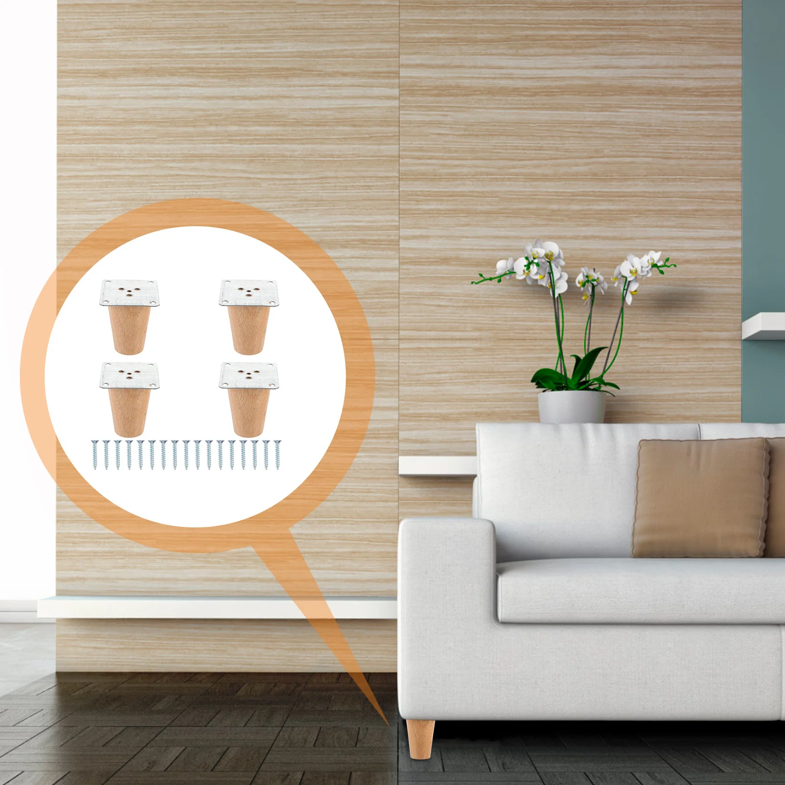 

4 set Solid Wood Furniture Legs 4 Sets Tapered Table Legs For Sofa Chair Cabinet Durable Natural Finish Easy Install Floor