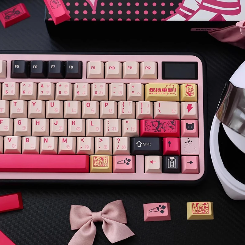 FBB Keycaps Keep The Distance Cool Locomotive Girl PBT Original DIY Customized For Cherry Profile Mechanical Keyboard Key Caps
