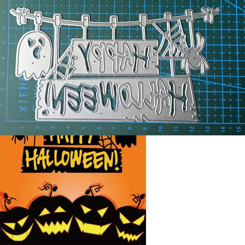 Halloweenowe ozdobne słowo metalowe matryce do wycinania ptaków foremki do wycinania formy do wycinków papierowe rzemiosło forma do noża podkładki