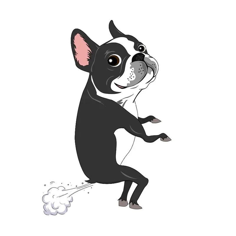 

Car sticker hotspot cartoon Boston dog terrier fart vinyl PVC waterproof sunscreen 20CM