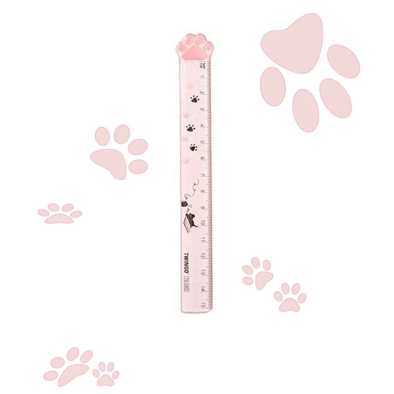 Leuke Kat Poot Plastic Rechte Linialen Kawaii School Kantoorbenodigdheden Planner Accessoires Studentenprijs