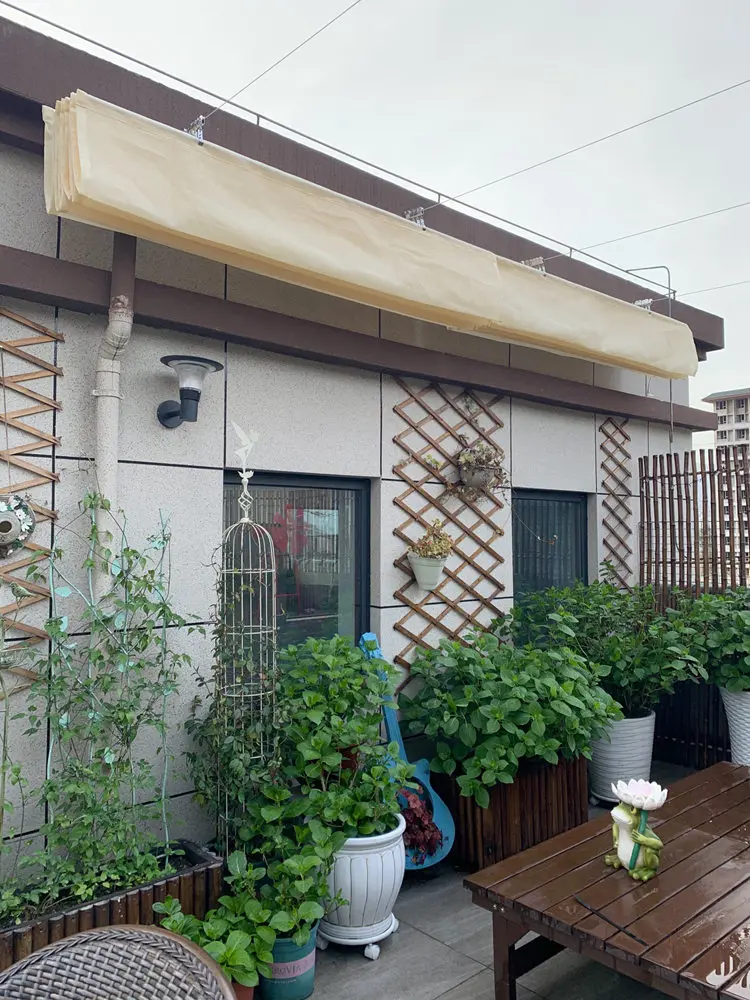 2.5x3m ~ 3X6M Waterdichte Intrekbare Telescopische Wave Zonnescherm Net Thuis Tuin Tuinhuisje Pergolas Regendicht Schuiven Luifel - afbeelding 2
