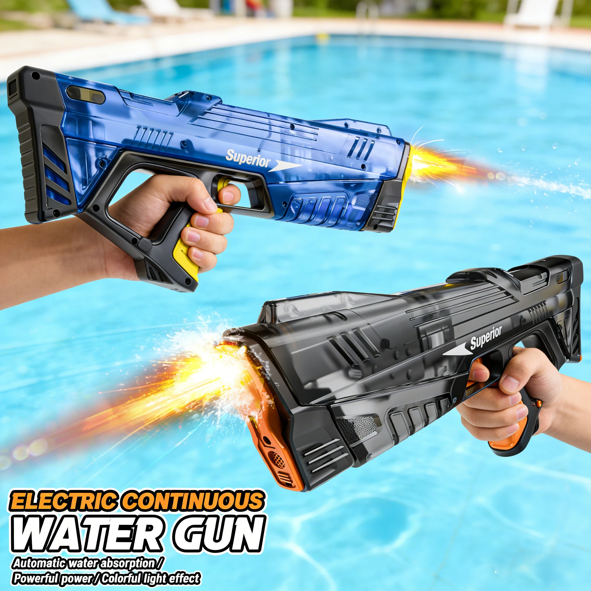 

Электрический водяной пистолет с автоматическим всасыванием воды, большой емкости, для игр на открытом воздухе, у бассейна, на пляже, детская игрушка, подарок для детей и взрослых