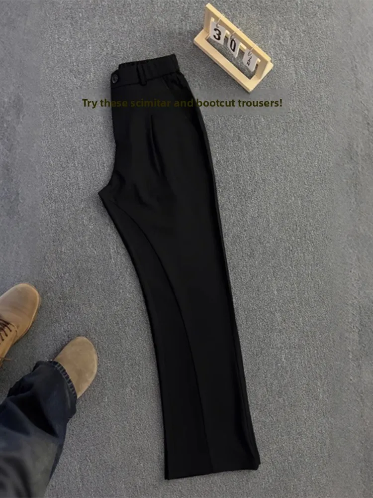 Bla Le Blade Men's Summer High Street Cleanfit Pants Drapey Flared Trousers Faionable Casual Pants for Teenagers