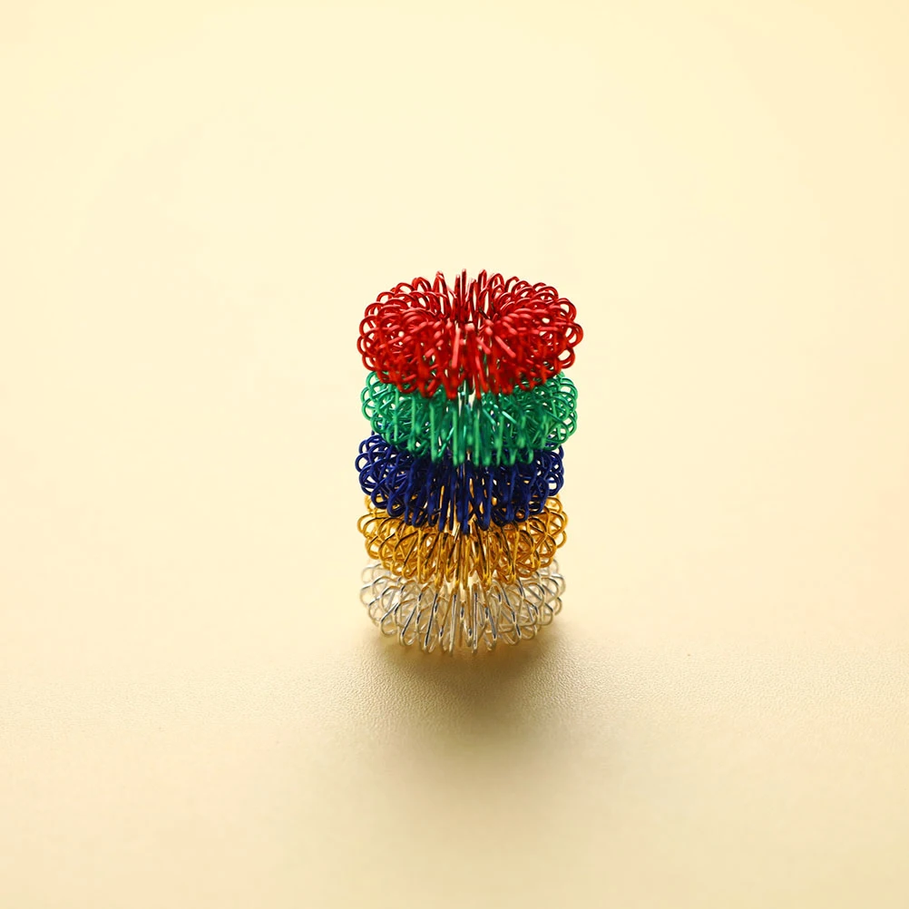 5pcs Acupressure Finger Massager Ring Set Relaxing Hand Care Figure Massagers for Stress Relief And Finger Exercise