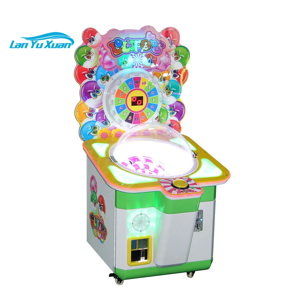 Colorful coin operated kids game  candy arcade lollipop vending  for sale