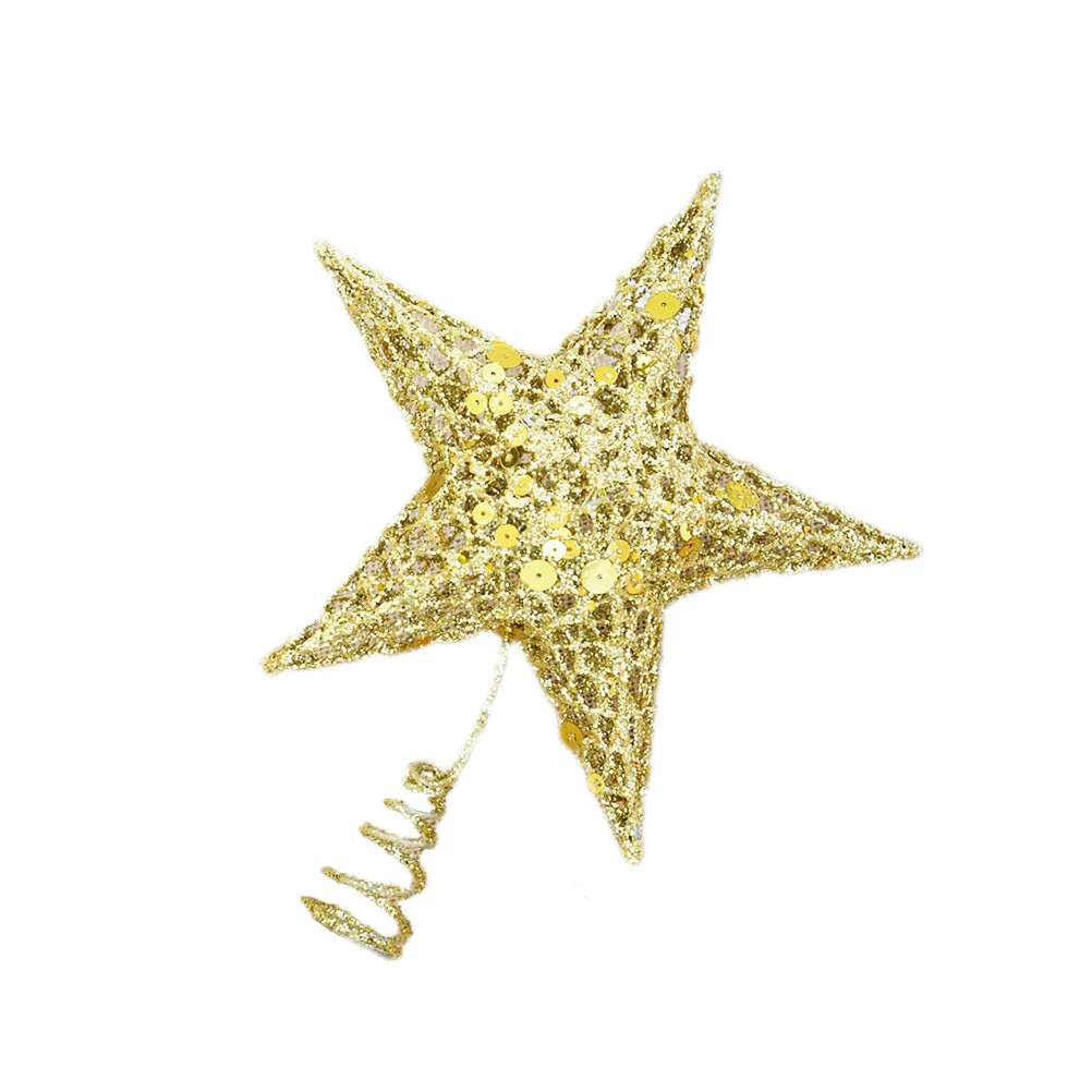 

20Cm Christmas Tree Topper Golden Glitter Star Shiny Metal Ornament For Holiday Party Home Decor Festival Gathering