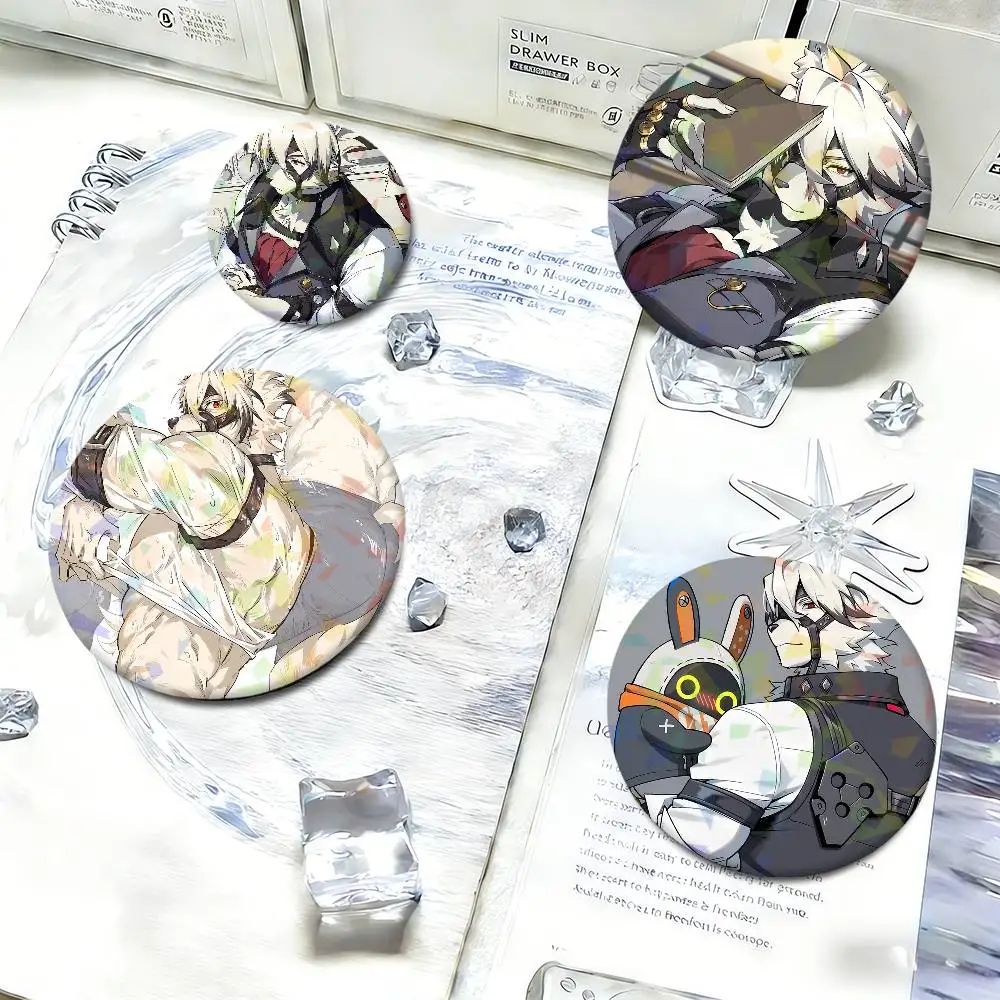 ZZZ Von Lycaon fanart furry Zenless Zone Zero Round Pin Brooch Laser Badges Collect Gifts Cosplay Clothes Backpack Decor
