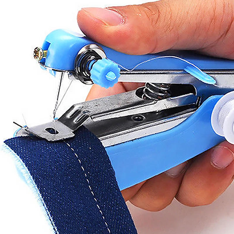 Portable Mini Sewing Machine Handheld Simple Operation Manual Handy Needlework Cordless Sewing Tools for Stitch Clothes Fabric