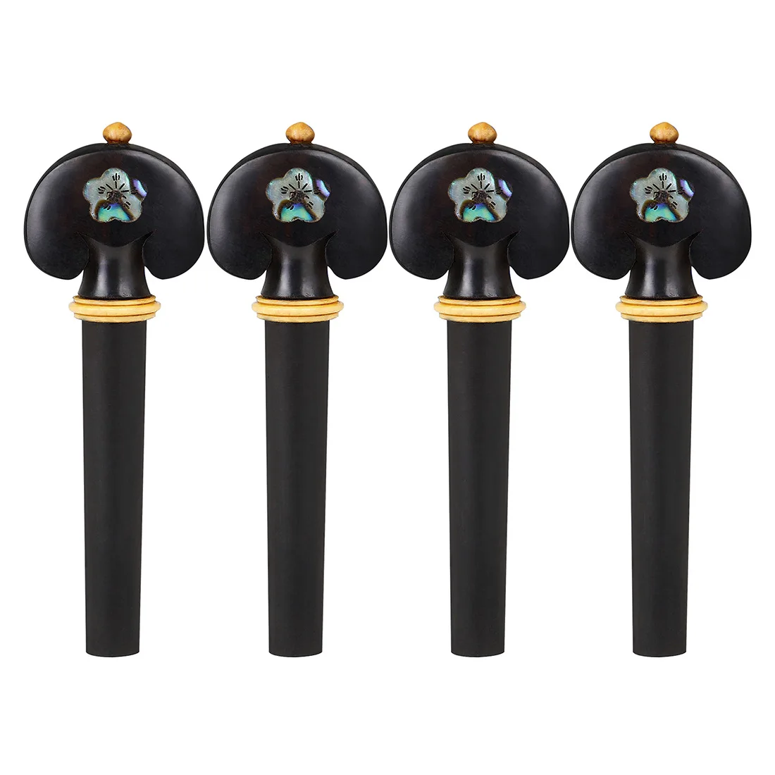 

4 pcs violin tuning pegs, ebony inlaid with boxwood, hand-carved abalone shell, violin knobs, violin tuning pegs