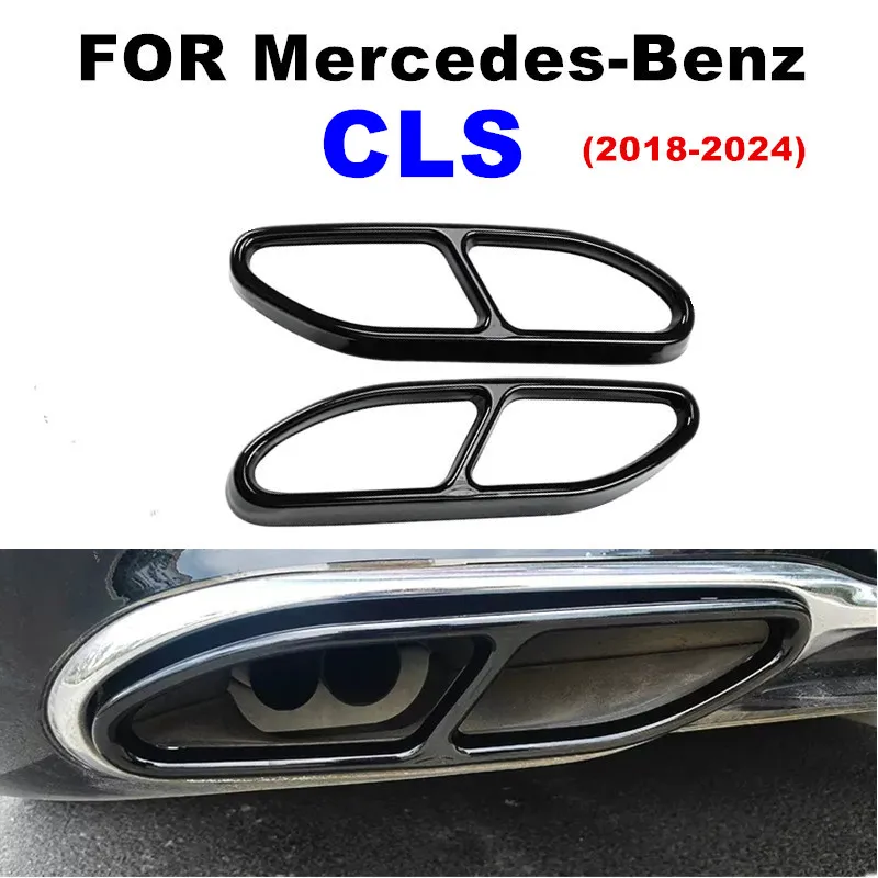 

Car Rear Exhaust Muffler Pipe Cover Metal Trim Tail Throat Frame For Mercedes Benz CLS 2018-2023 W257 Auto Accessories