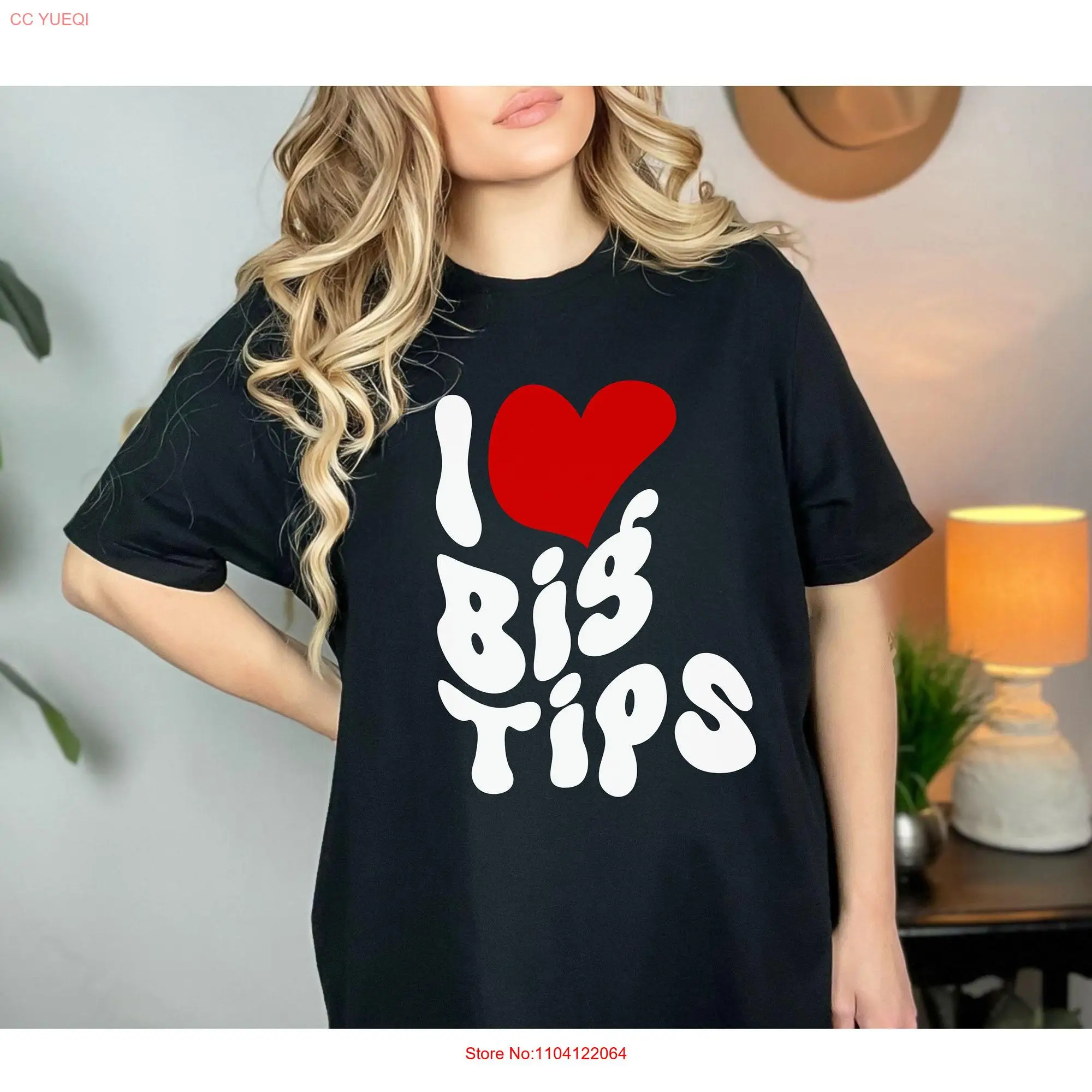 I love Big Tips T Shirt Bartender Barista Barmen Delivery Person Server long or short sleeves